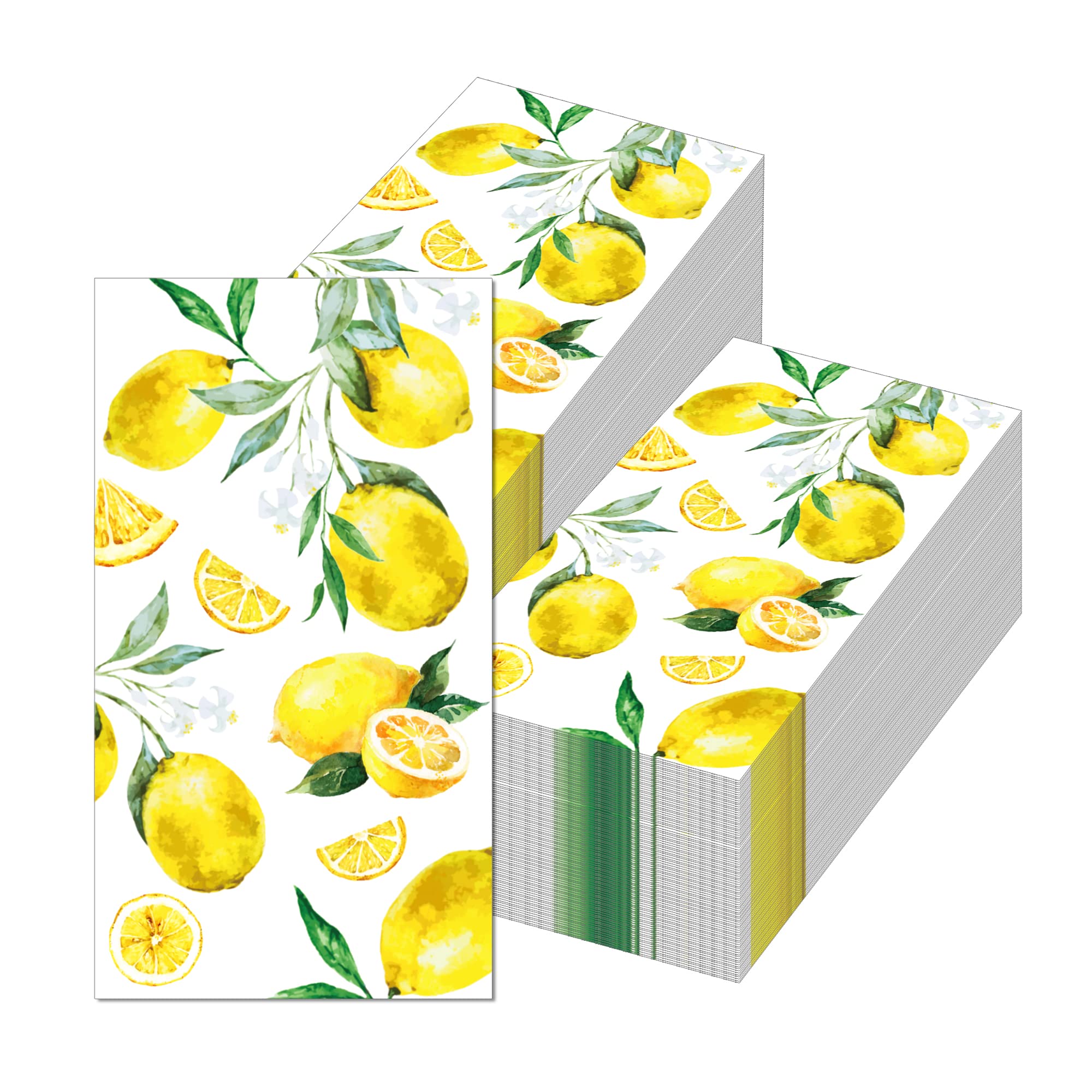 40Pcs Lemon Napkins Lemon Paper Napkins Yellow Citrus Fruit Disposable Hand Napkin Watercolor Summer Fruit Disposable Hand Towel for Summer Kitchen, Bathroom, Tea Party, Baby Shower