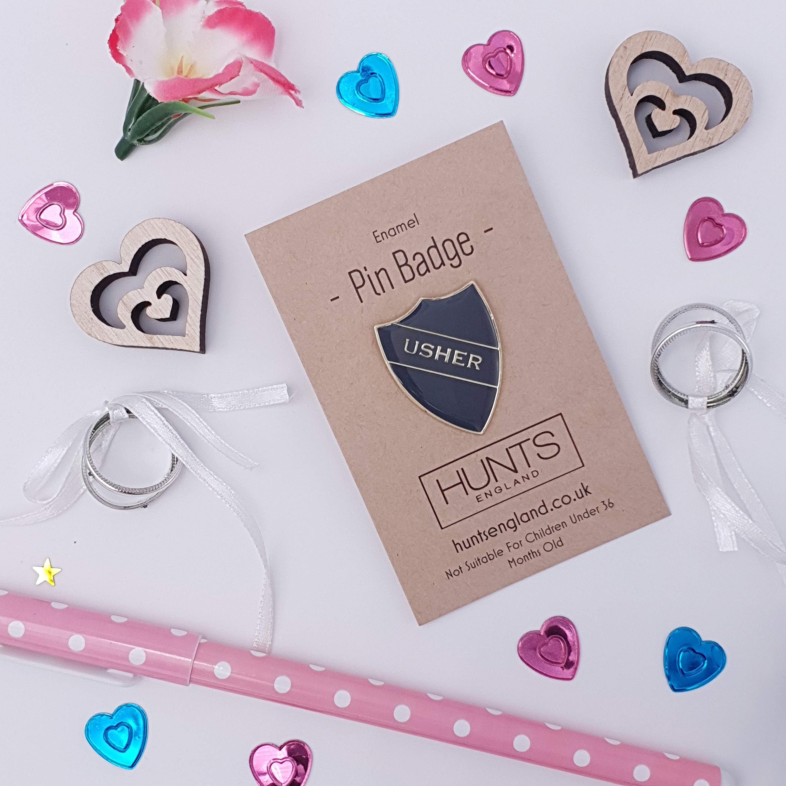 Hunts England - Usher Wedding Day Badge - Wedding Day Usher Keepsake Gift Or Please Be Our Usher Invitation - Iconic - Usher Present