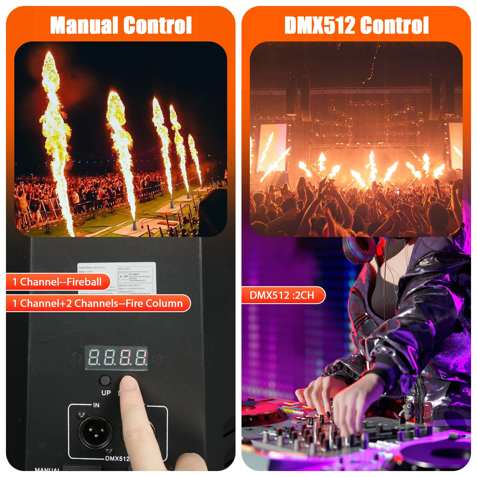 Proyector de llamas DJ Jet Flame de 150 W con control DMX, ideal para conciertos, espectáculos, fiestas, Halloween, Navidad y eventos deportivos