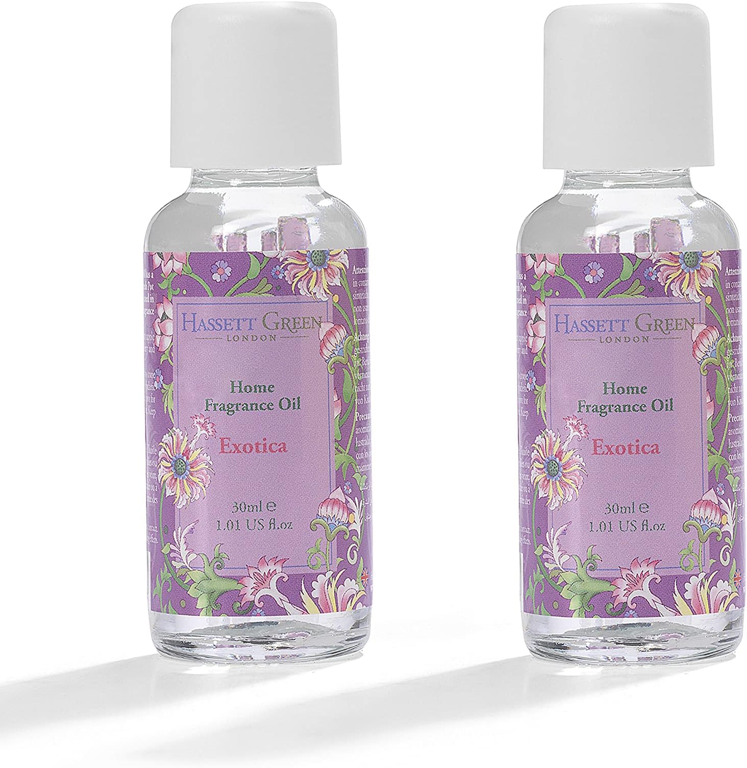 Hassett Green London Exotica Pear & Melon Fragrance Oil - Two 30ml Glass Bottles - Suitable for Ultrasonic Diffusers Humidifiers & More