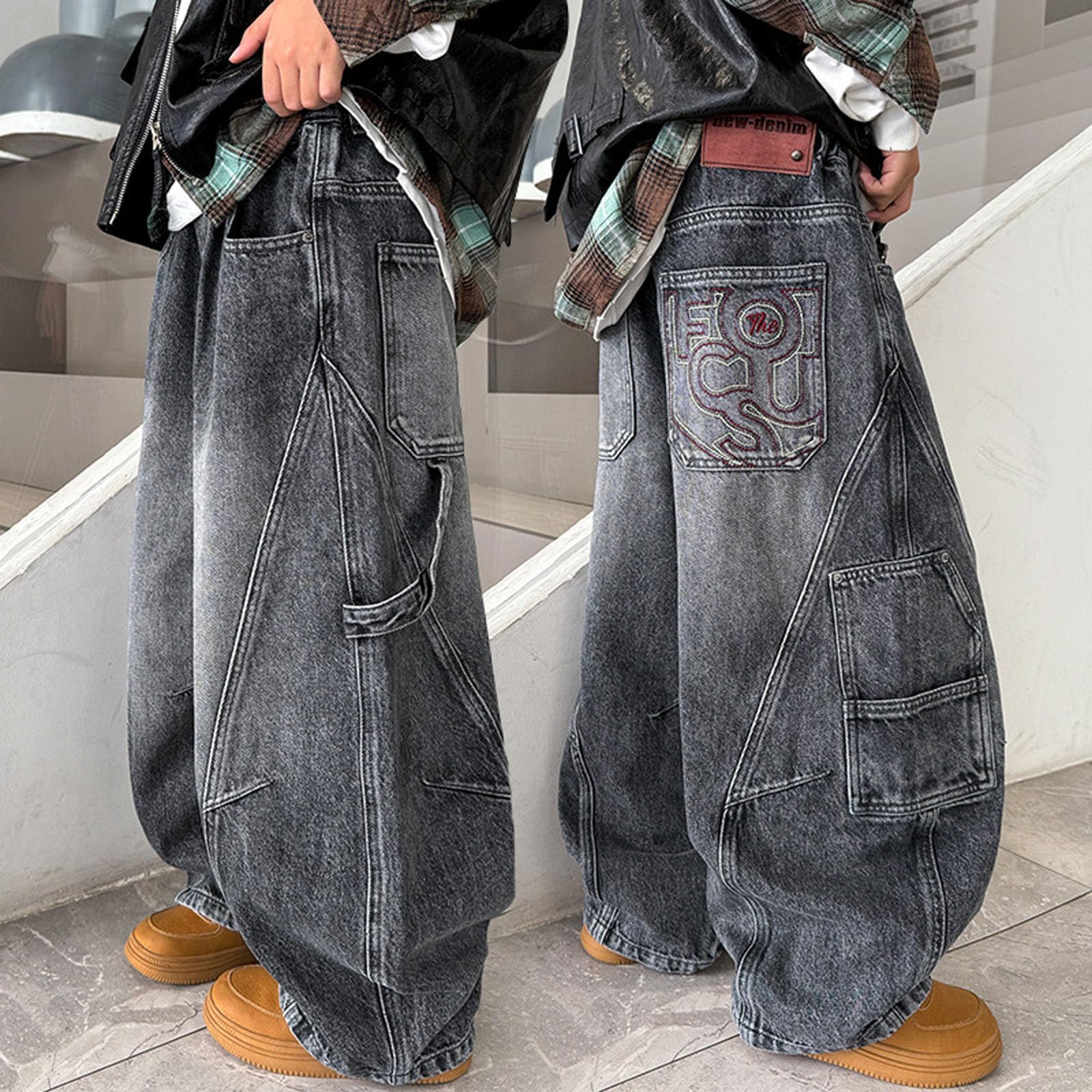 Pantalones Vaqueros Holgados para niños, clásicos, de Pierna Recta, Informales, con Tejido elástico cómodo para niños y