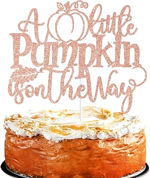 Rose Gold Glitter A Little Pumpkin is on the Way Cake Topper, Sweet Little Pumpkin/Pumpkin Oh Baby/Little Pumpkin, Autumn Fall Pumpkin Themed Baby Shower Party Decorations