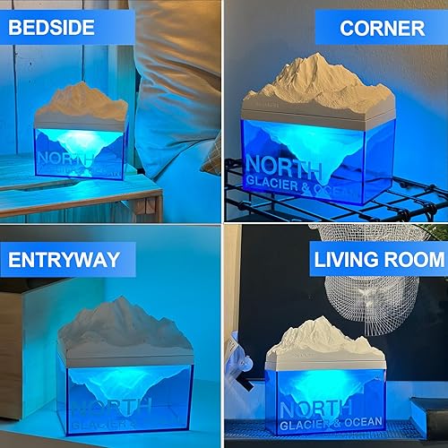 Miniatura 3 de EQURA Luz nocturna glacial, lámpara de noche recargable con sonido relajante de ruido blanco, luz nocturna ambiental portátil para decoración de