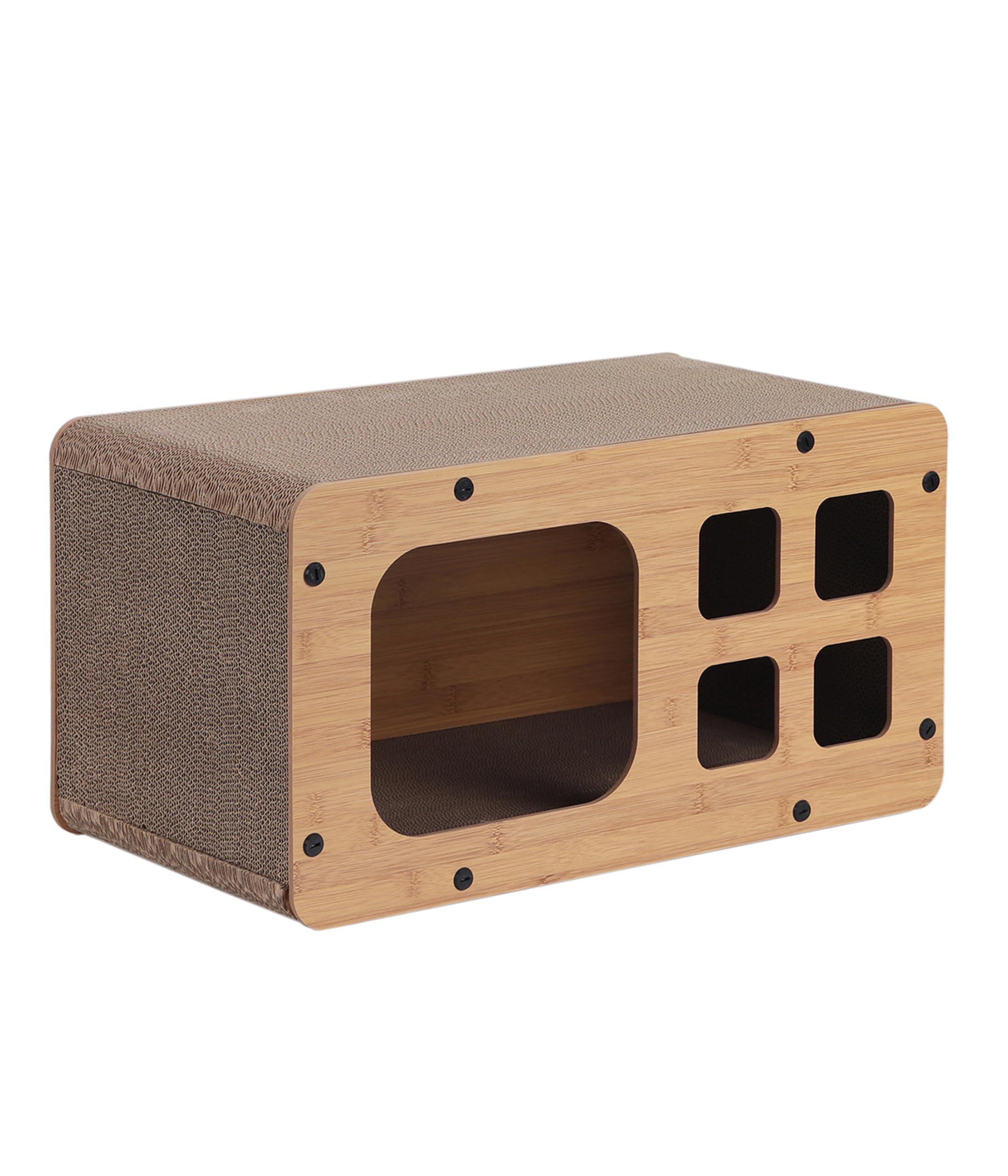 Dehner Lieblinge Tesoro Cat Scratching Board Robust Scratching Furniture for Cats, Approx. 53.5 x 28 x 28 cm, FSC®-Certified Corrugated Cardboard, Brown