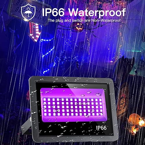 Miniatura 3 de Paquete de 2 luces LED negras de 30 W, luz de inundación de luz negra impermeable, 72 unidades LED, reflector de luces negras para exteriores +