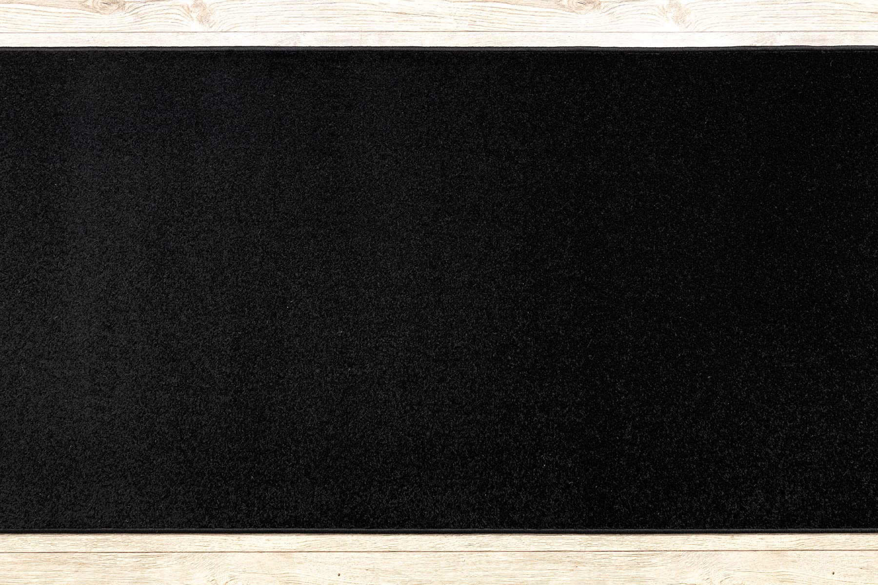 rugsx Tapis Couloir KARMEL Lisse - Tapis de Passage uni pour la Cuisine, Le Salon et Le Couloir - Noir - 60x300 cm