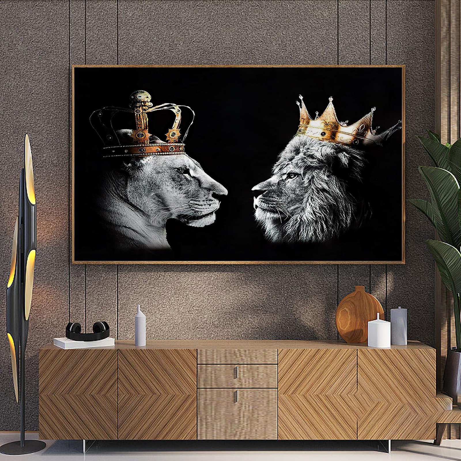 NymphFable Motivations-Poster Mit Löwe – Schwarz-Weiß, 30x40 Cm, Leinwand-Druck, Für Büro, Fitnessraum Oder Wohnzimmer, Ungerahmt