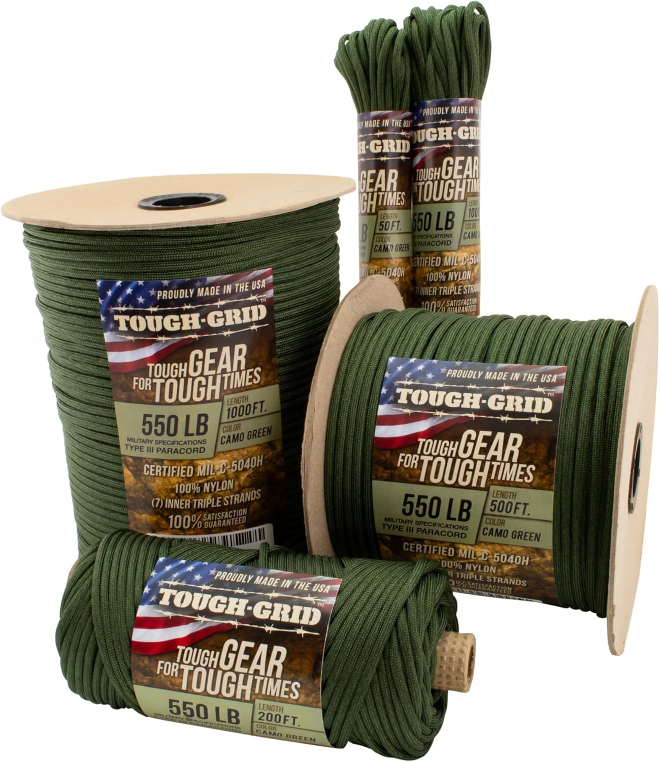 TOUGH-GRID 550 Paracord Rope Nylon Parachute Cord, Made in USA Survival Kit, Outdoor Adventures, Camping, Tactical Gear & Emergency Supplies, Military Type III Mil-Spec TOUGH-GRID 550 Paracord Rope Nylon Parachute Cord, Made in USA Survival Kit, Outdoor Adventures, Camping, Tactical Gear & Emergency Supplies, Military Type III Mil-Spec