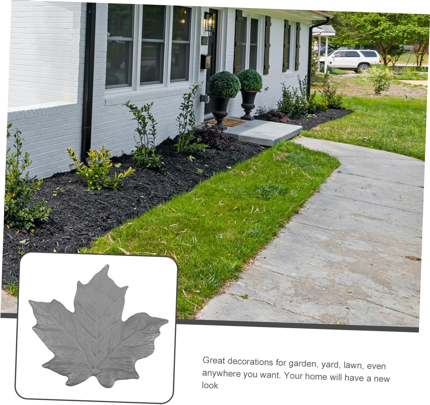 balacoo Garden Decoration Maple Stepping Stone Iron Pathway Stone for Outdoor Walkway Lightweight Garden Decor