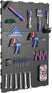 WORKPRO Metal Pegboard 16”x 32” Steel Panel with Round Holes & Vertical Slots 3-Pack, Black Heavy Duty Garage Peg Board Wall Pegboard for Wood Working Work Shop, Craft Room Organization