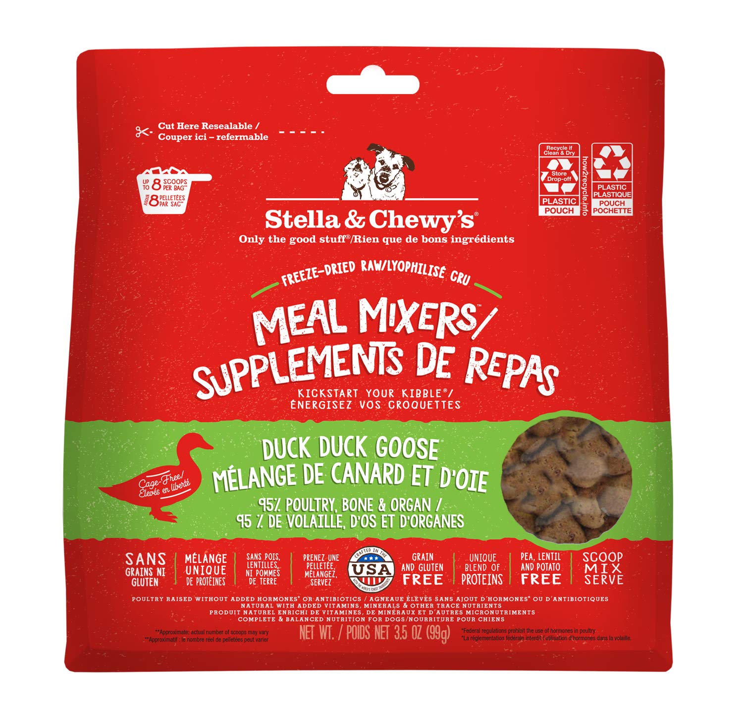 Stella & Chewy’s Freeze Dried Raw Duck Duck Goose Meal Mixer – Dog Food Topper for Small & Large Breeds – Grain Free, Protein Rich Recipe – 99g Bag