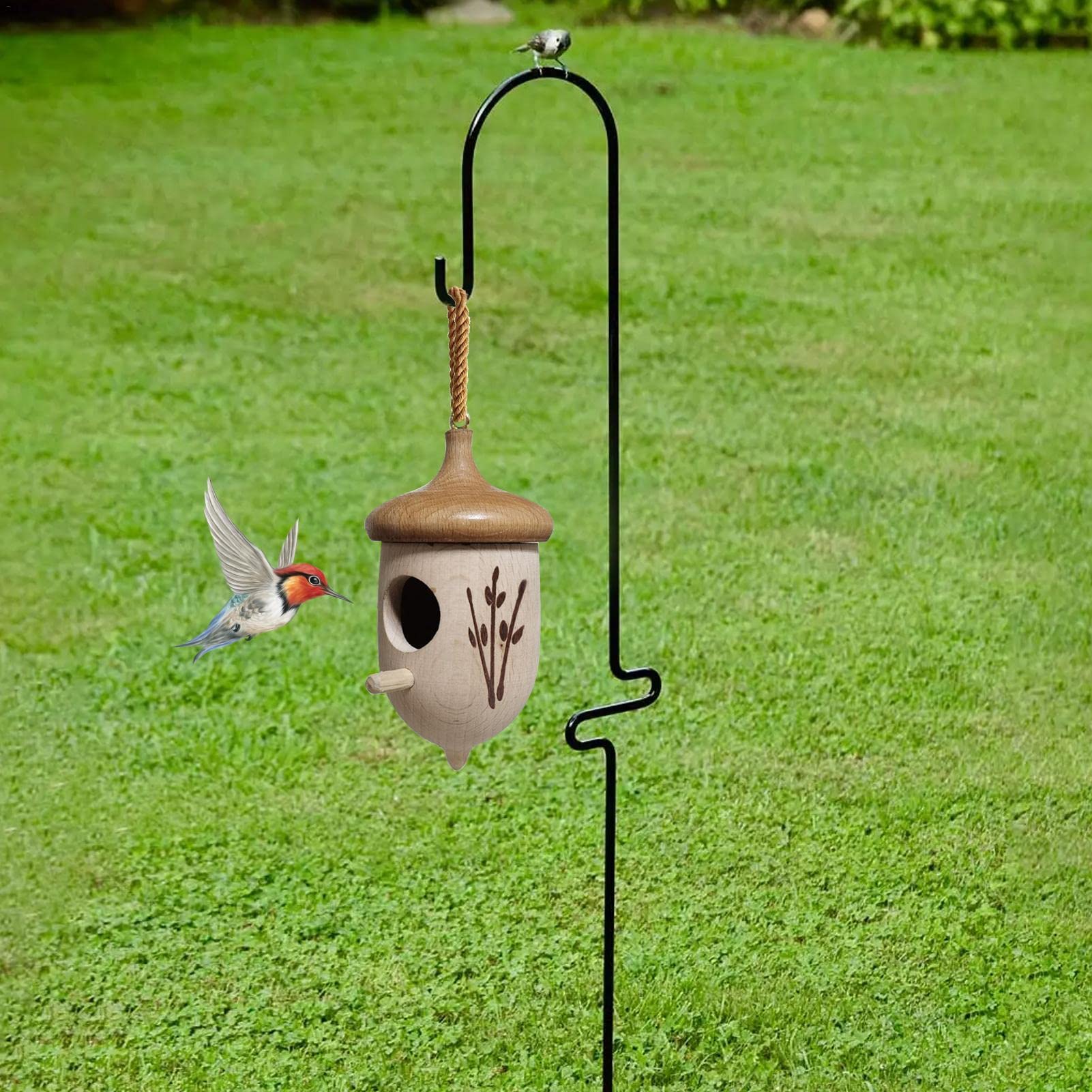 Kolibri-Häuser Aus Holz, 3er-Set Mit Hanfseil – 13,5 X 5,1 Cm, Für Garten & Balkon