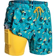 NORTHYARD 2 in 1 Mens Swim Trunks 7" Quick Dry Board Shorts with Compression Liner Swimsuit Bathing Beach Short with Pockets