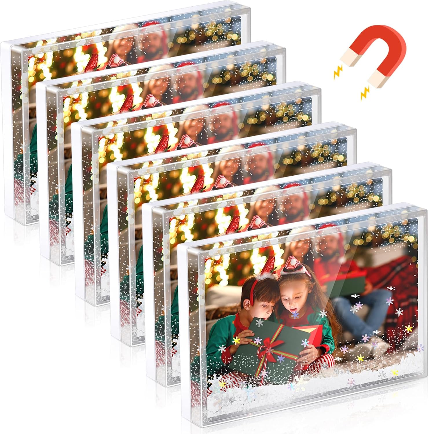 Amazon.com - 6 Pcs Magnet Snow Globe Photo Frame 2 x 3 Refrigerator ...