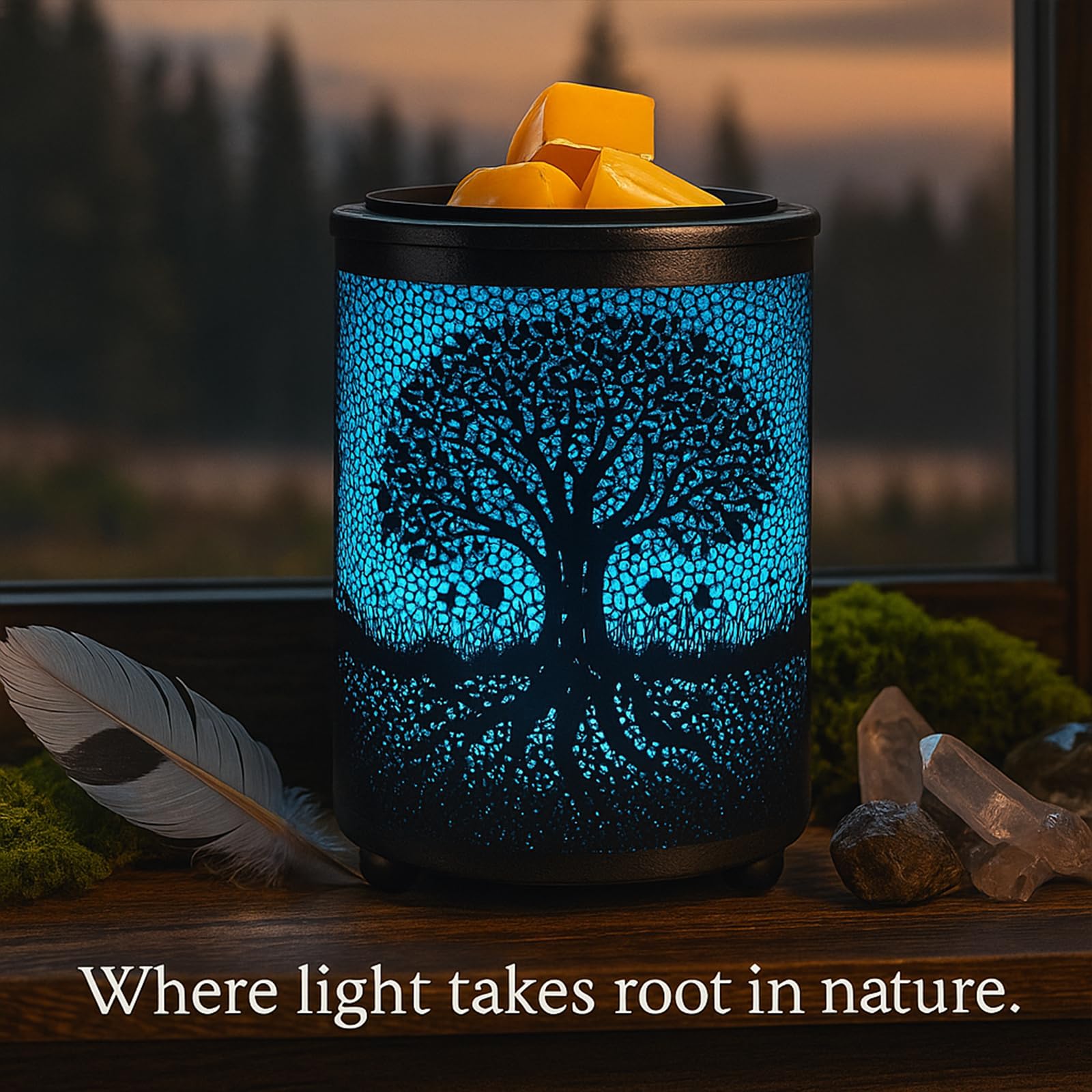 Leyoue Electric Wax Melt Warmer PTC Heating Plate with 7 Colors LED Changing Light Wax Warmer Fragrance Warmer for Home Office Gifts & Decor(): Life tree