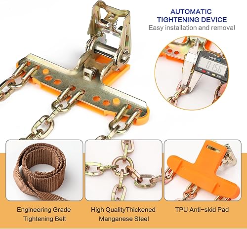 Miniatura 3 de SENWELL-KA Paquete de 8 cadenas de nieve antideslizantes multifunción adecuadas para automóviles, camiones, SUV que conducen en nieve, arena, barro