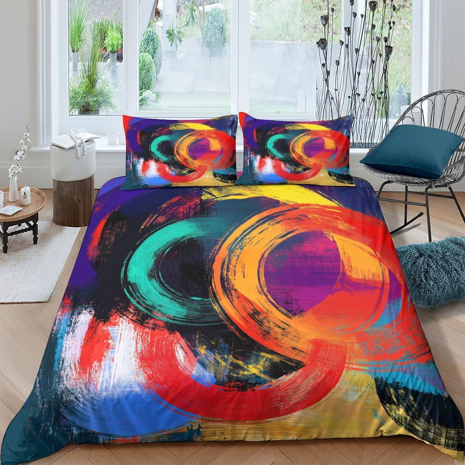Ctjqhvkz Style-10 3D Printed Abstract Color Splash Fitted Sheet Microfiber Soft Breathable Artistic Bed Cover Bedroom Decor Single（135X200cm）