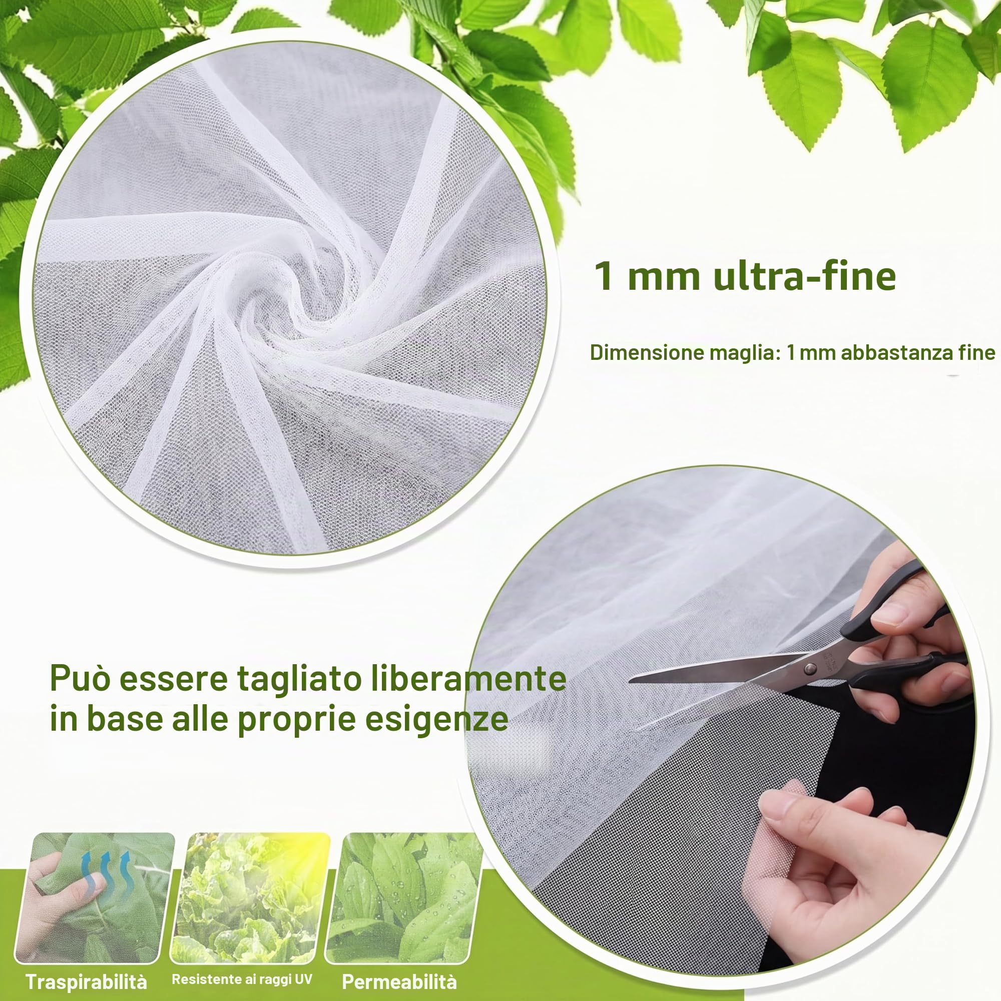 Zonon Rete da giardino per uccelli, 3 x 6 m, rete per insetti, rete bianca per piante da giardino