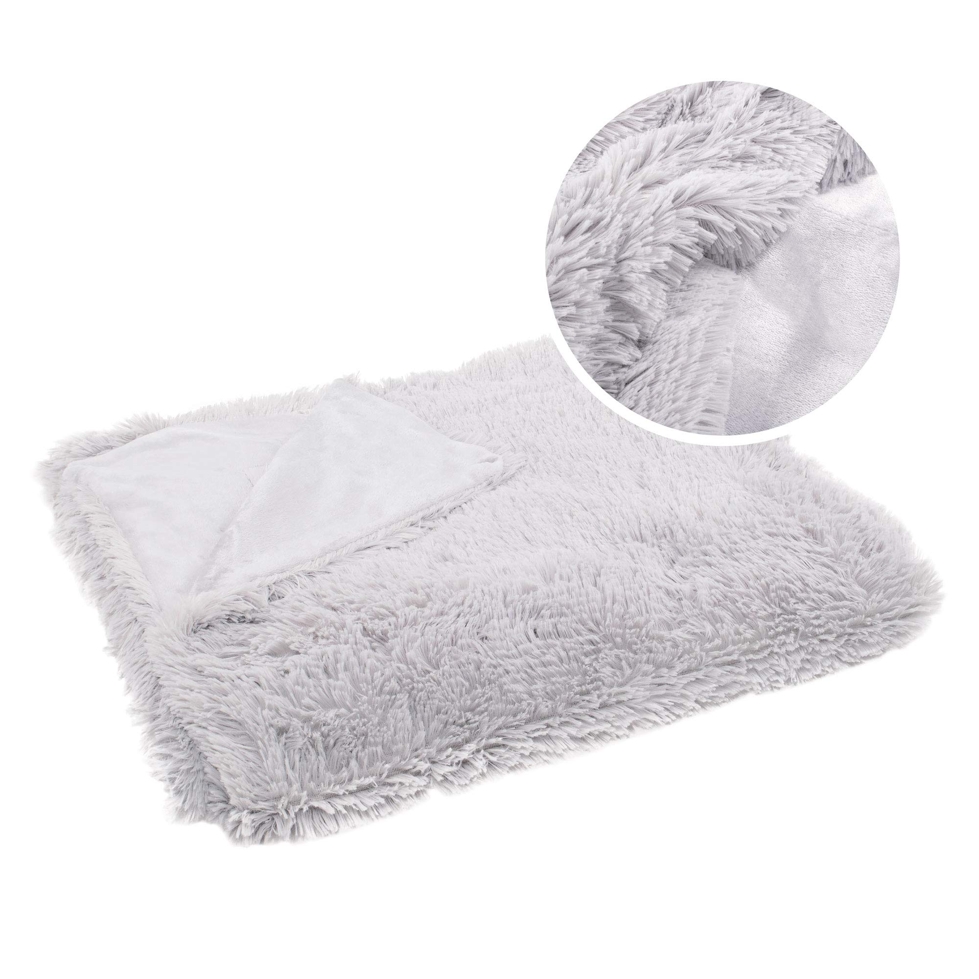 SPRINGOS Kuscheldecke Plaid Überwurf 220 x 240 cm Grau Plüschdecke Decke Wohndecke zweiseitig Kunstfelldecke
