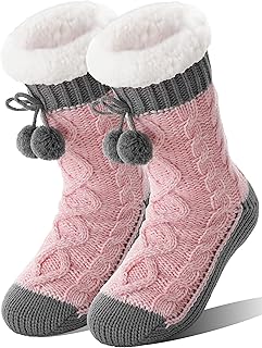 Womens Slipper Fuzzy Grips Socks Fluffy Winter Warm Thick Thermal Cozy Plush Non Slip Cabin Soft Fleece Socks