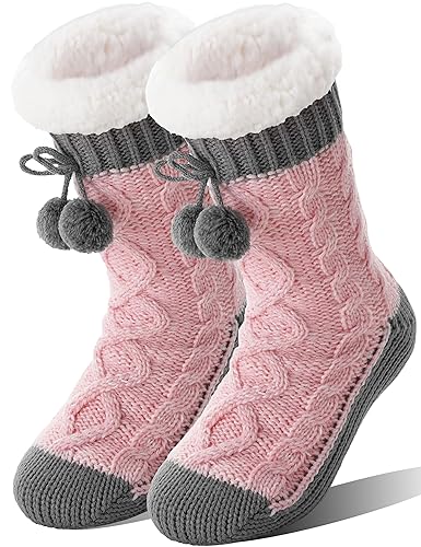 Welwoos Womens Slipper Fuzzy Grips Socks Fluffy Winter Warm Thick Thermal Cozy Plush Non Slip Cabin Soft Fleece Socks