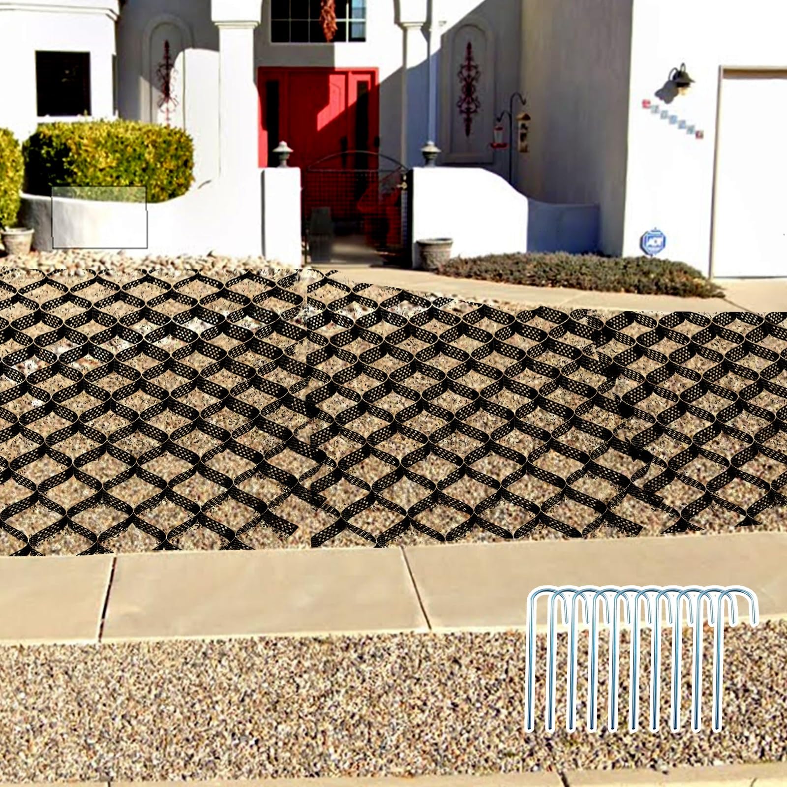 Rejilla estabilizadora de grava de 20 x 24 pies – 2 pulgadas de alto, rejillas de paisajismo negras para estabilización de caminos de entrada y pasarelas, soporte de tierra y arena, solución de