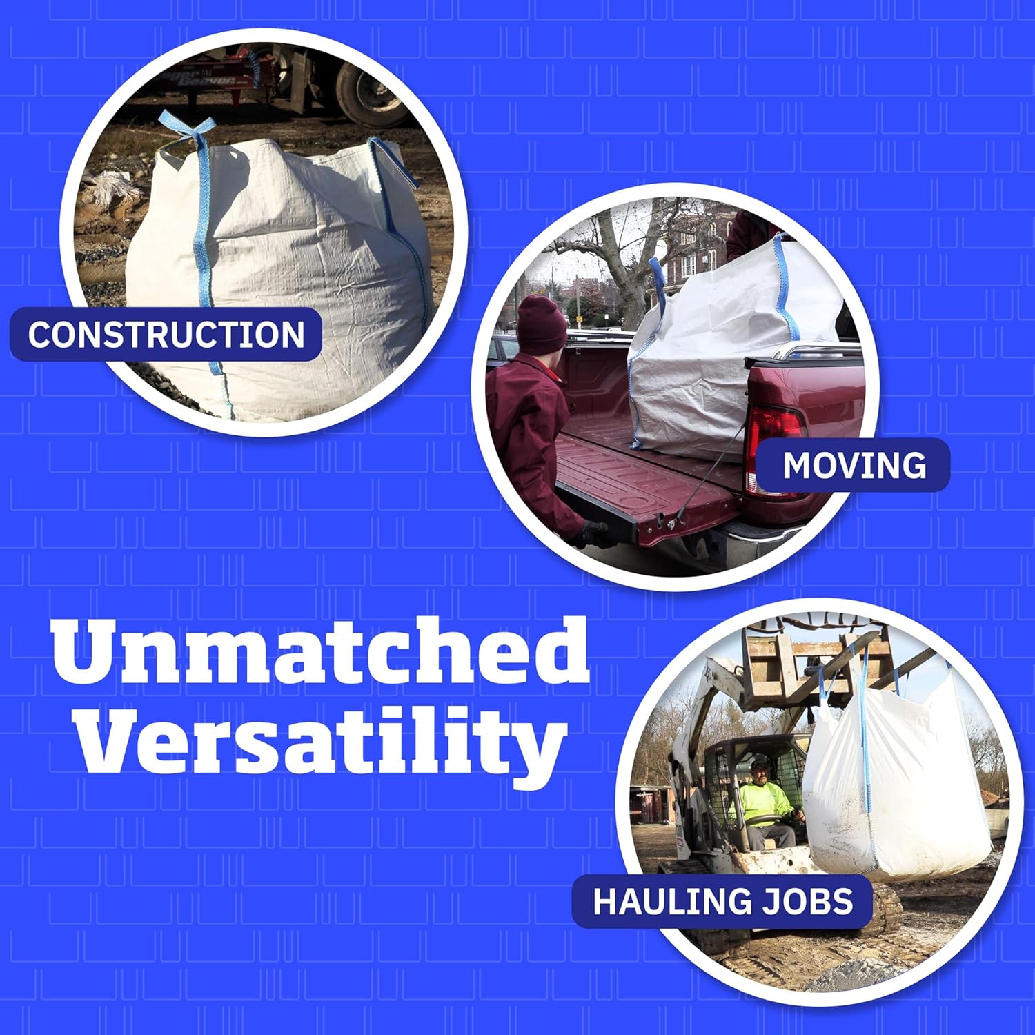 DURASACK Heavy Duty Builder's Bulk Bags 100-Gallon White Woven Polypropylene Contractor Trash Bags for Demo and Construction, Holds up to 2200 lbs - Image 3