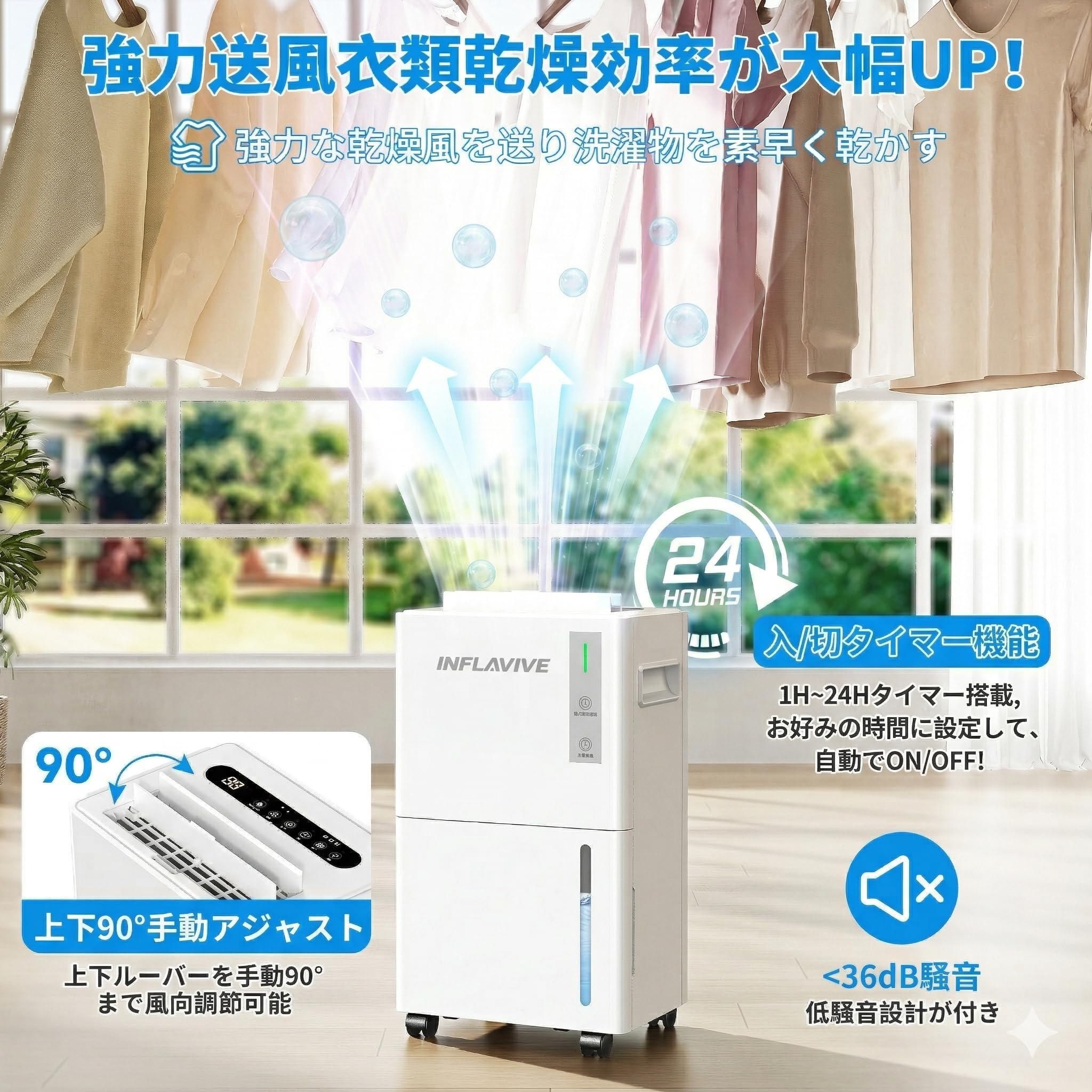 【新品未使用】InflaVive 除湿機 コンプレッサー式 12L/日 Amazon.co.jp: 除湿機 コンプレッサー式 12L/日 30畳 静音 省エネ