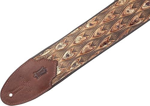 Miniatura 7 de Levy's Leathers Sundance Series - Correa de guitarra de cuero en relieve de 3 pulgadas de ancho, diseño de punta de flecha marrón premium, soporte