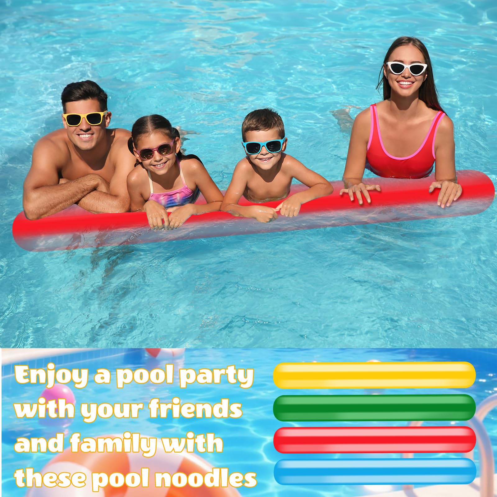 4 Stück Super Langer Schwimmnudel Poolnudel, 150cm Schwimmnudel Float Spielzeug, Aufblasbarer Nudelschwimmer, Schwimmstange Pool Für Kinder und Erwachsene Schwimmbad oder Aquasport