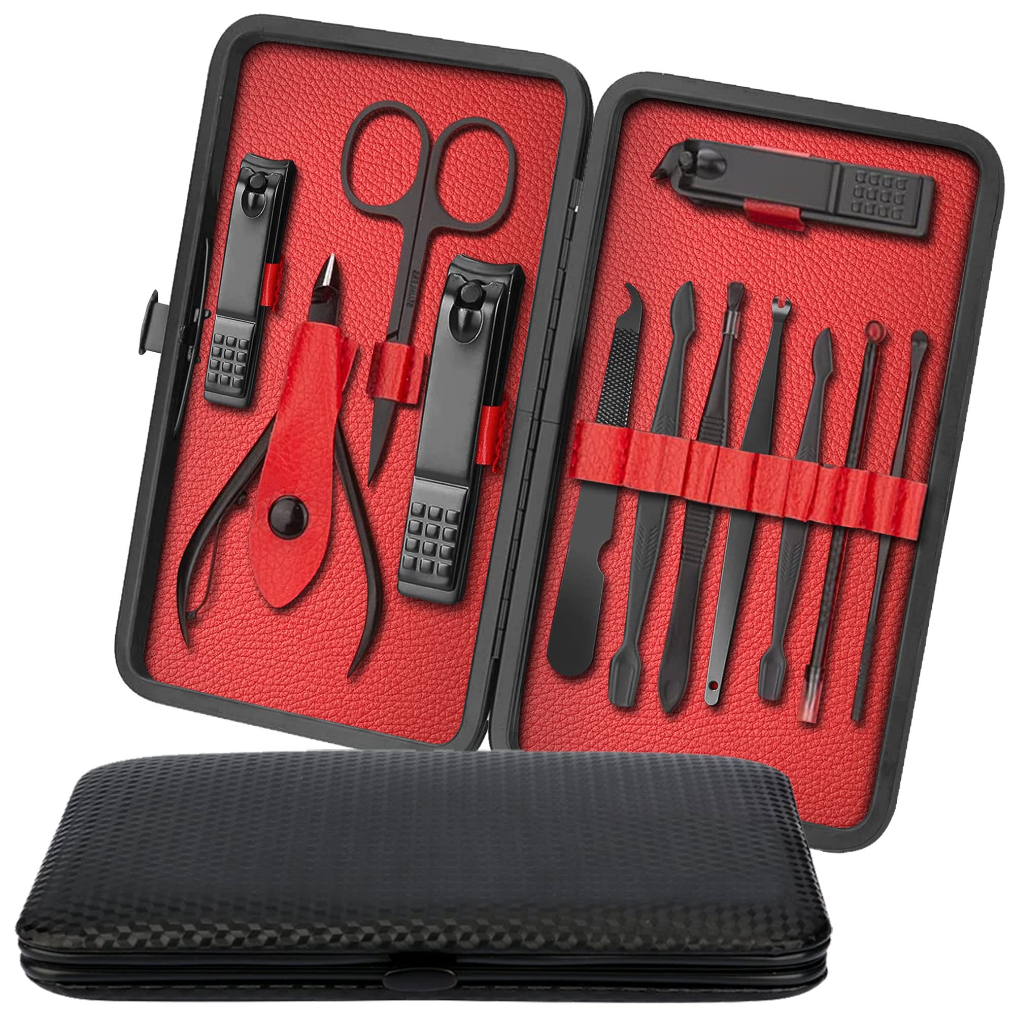 Kit de Manucure Professionnel iSOUL en Acier Inoxydable - 12 Pièces pour Hommes et Femmes