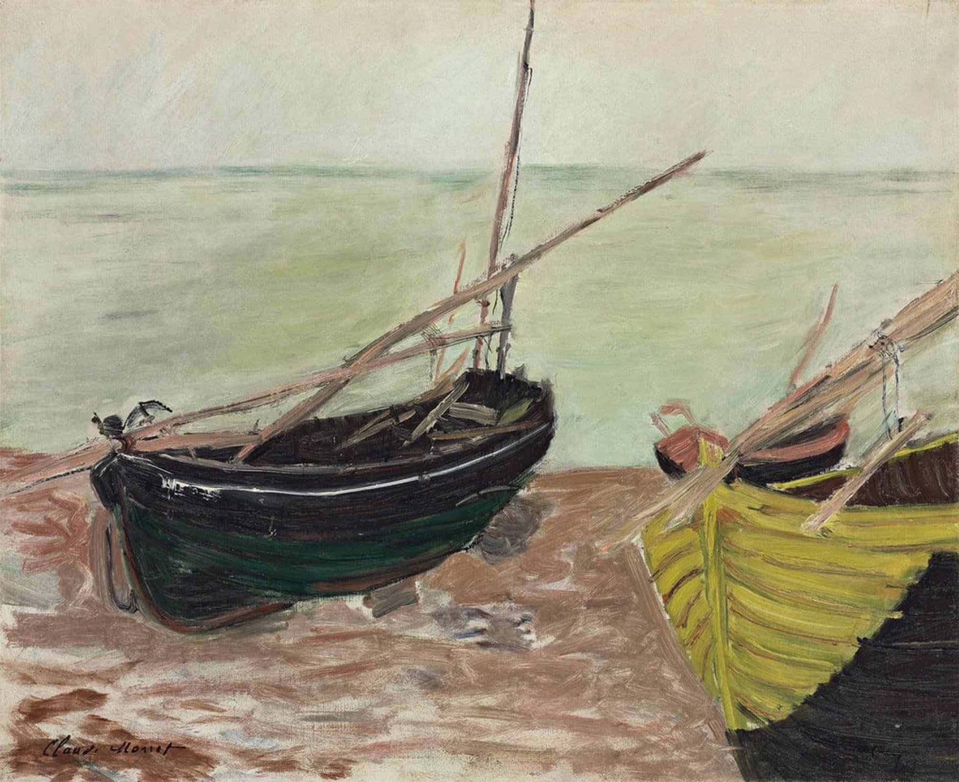 POSTERIIk Vintage Print Pop Art Landscape Artwork Study of Boats At Etretat Beach by Claude Monet Art Prints for Office Home Decor 60x90cm