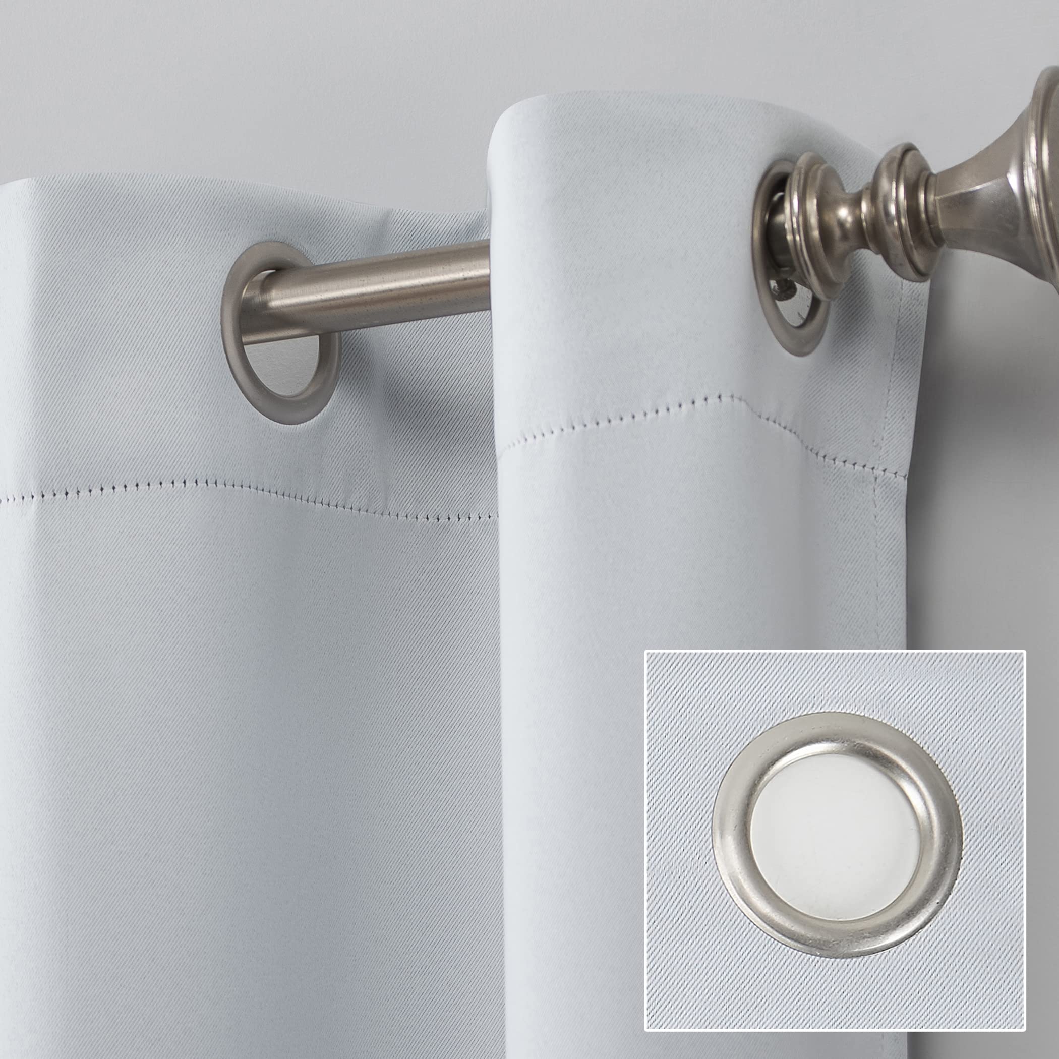 Sun Zero Soho 2-pack Blackout Energy Efficient Grommet Curtain Panel Pair, 54" x 63", Dove White, Oyster White - Image 2