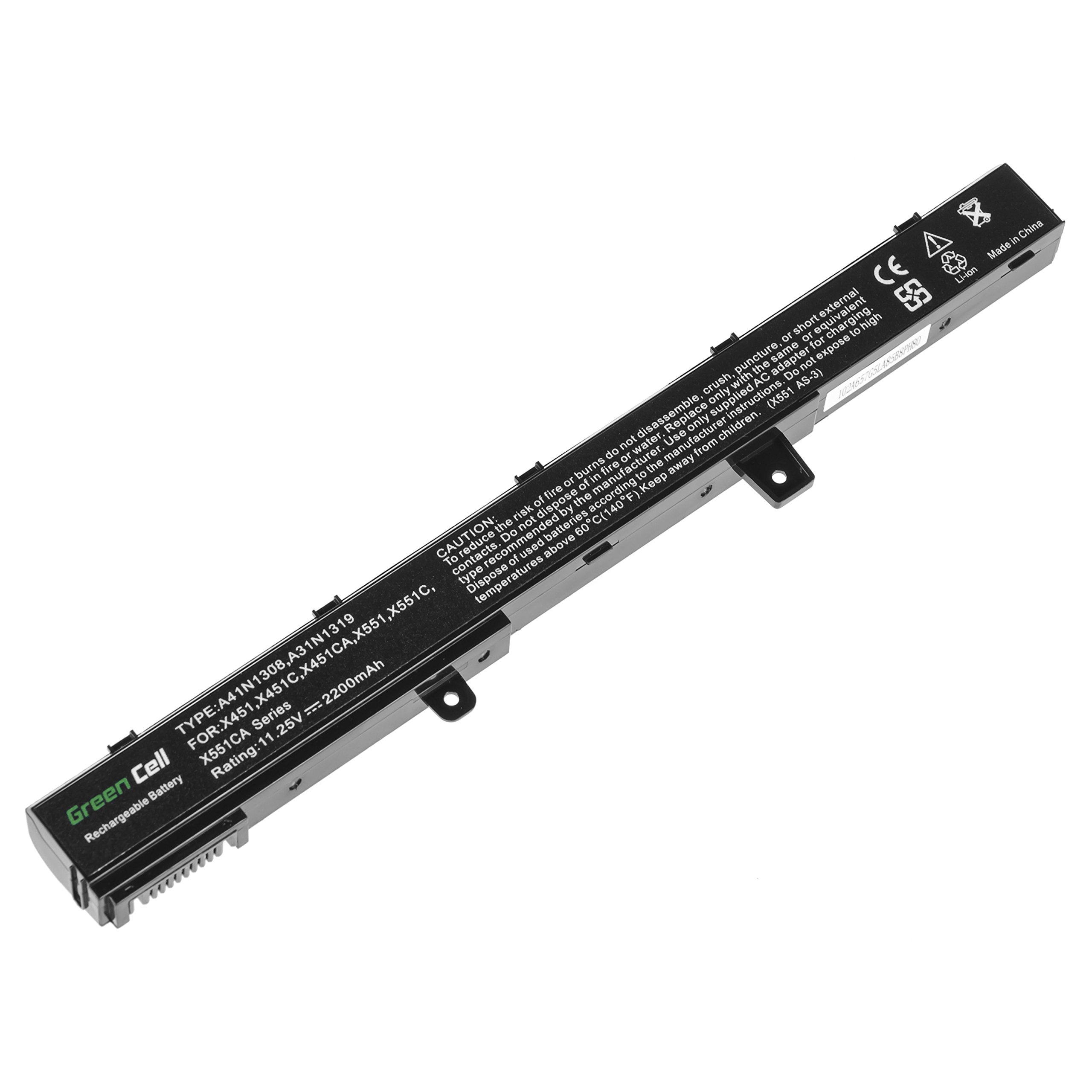 Green Cell Batteria Asus A31N1319 A31LJ91 per Portatile Asus X551 X551C X551CA X551M X551MA X551MAV R512 R512C D550 D550C F551C F551CA F551M F751L R508CA R509 R512CA X451 X451CA X451MAV X751L (11.25V)