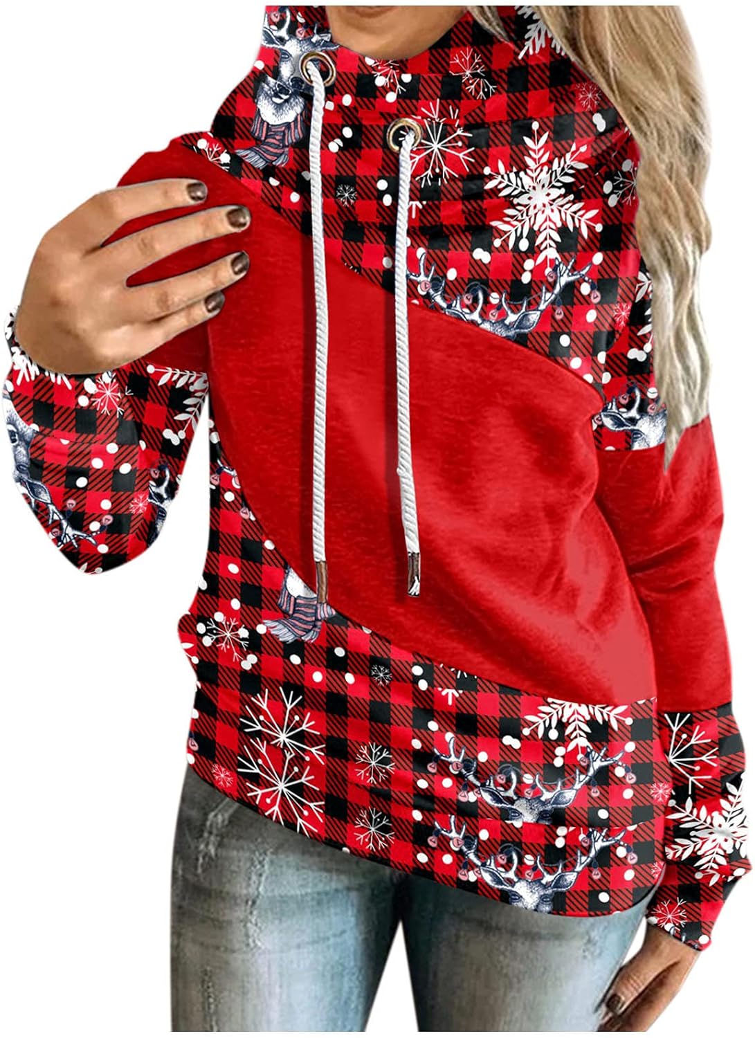 Christmas Hoodies for Women, Printed Gnome Reindeer Graphic Tops Long Sleeve Sweater Plus Size Trendy Hooded Sweatshirts at  Women’s Clothing store