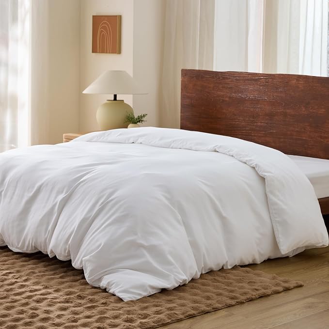 Bedsure Duvet Cover with Fitted Sheet King - Warm Deep Pocket, Hotel Luxury Soft Double Brushed Bedding Set with Zipper Closure, 1 Duvet Cover, 1 Fitted Sheet, 2 Pillow Shams, NO Comforter, Linen