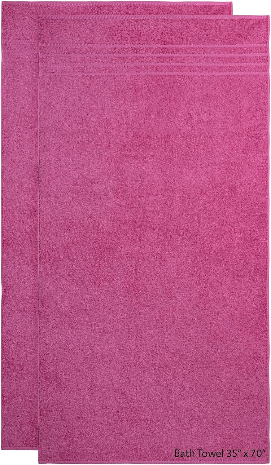 Rosyn Home Hotel Quality 100% Turkish Cotton 35" x 70" 2 Pieces Oversized Bath Sheet (Pink)