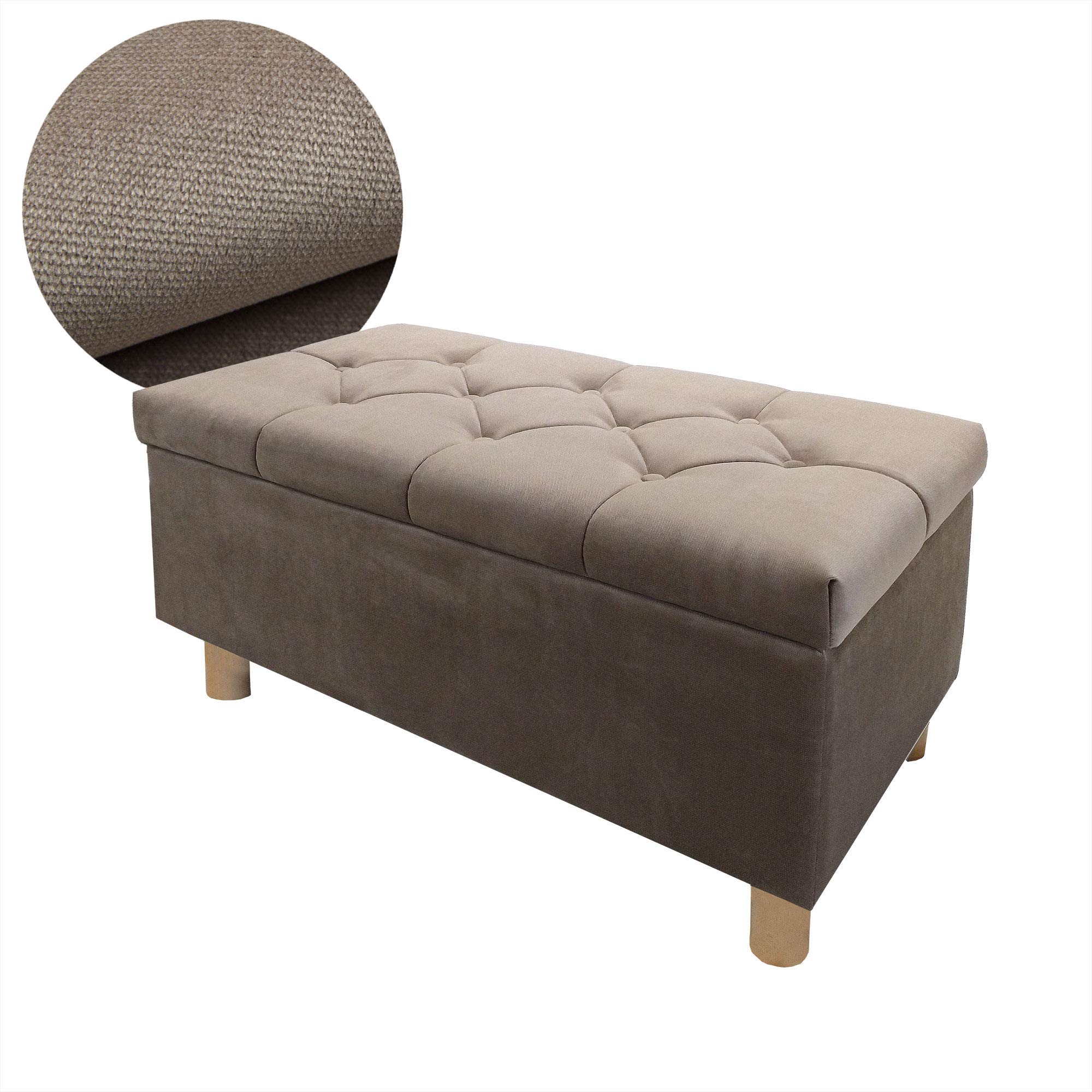 Sitzbank Sitzhocker Sitztruhe mit Stauraum Aufbewahrungsbox (Beige)