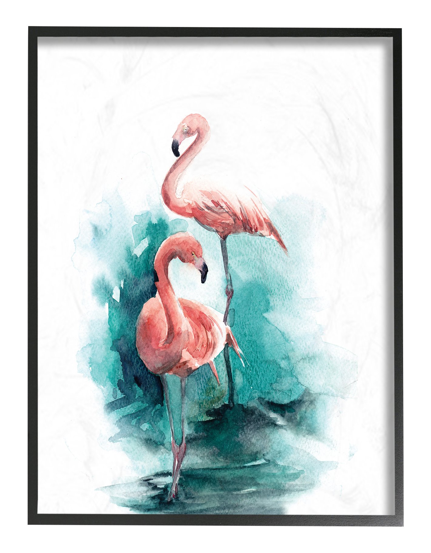 Stupell Home Décor Flamingo Duo Watercolor Texture Framed Giclee Texturized Art, 11 x 1.5 x 14, Proudly Made in USA