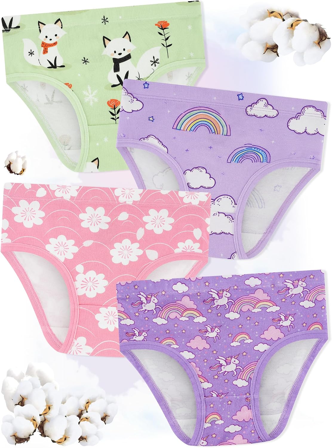 Girls Underwear, Soft Cotton Tagless Breathable Panties, 8-Pack, 18M-12Y | Combed Cotton, True-to-Size, Tagless, Full Coverage, Assorted Prints, Stretchy Fabric, Durable Stitching, Low Shrinkage thumbnail