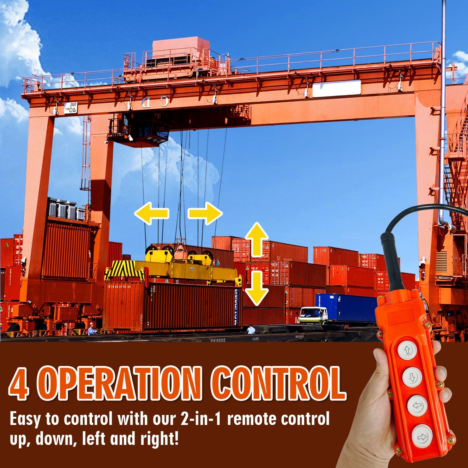 2 in 1 Crane Remote,12v 4 Key Crane Industrial Remote Control,Wireless Dump Trailer Remote Control,Wire Crane Remote Hoist Truck Crane Up-Down Switch Control Station