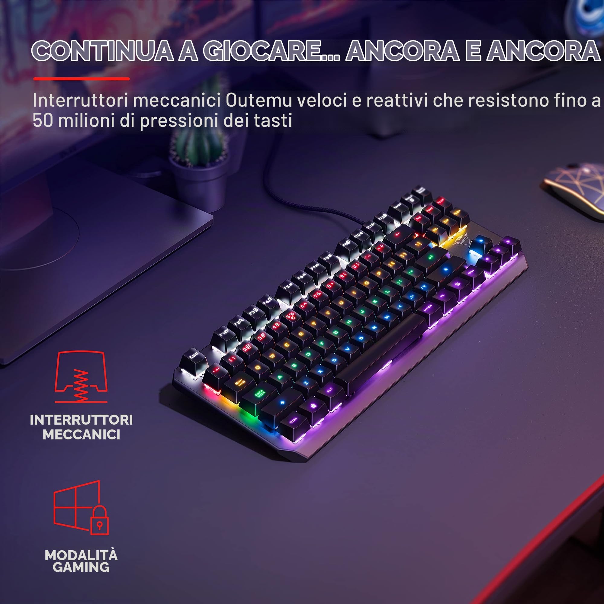 TRUST GXT 834 CALLAZ TKL TECLADO MECÁNICO GAMING TECLADO INGLÃ‰S- NEGRO