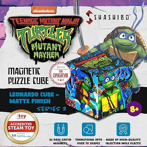 Miniatura 22 de SHASHIBO Caja de cambio de forma de tortugas ninja mutantes adolescentes – Cubo magnético STEM que se transforma en más de 70 formas, descarga