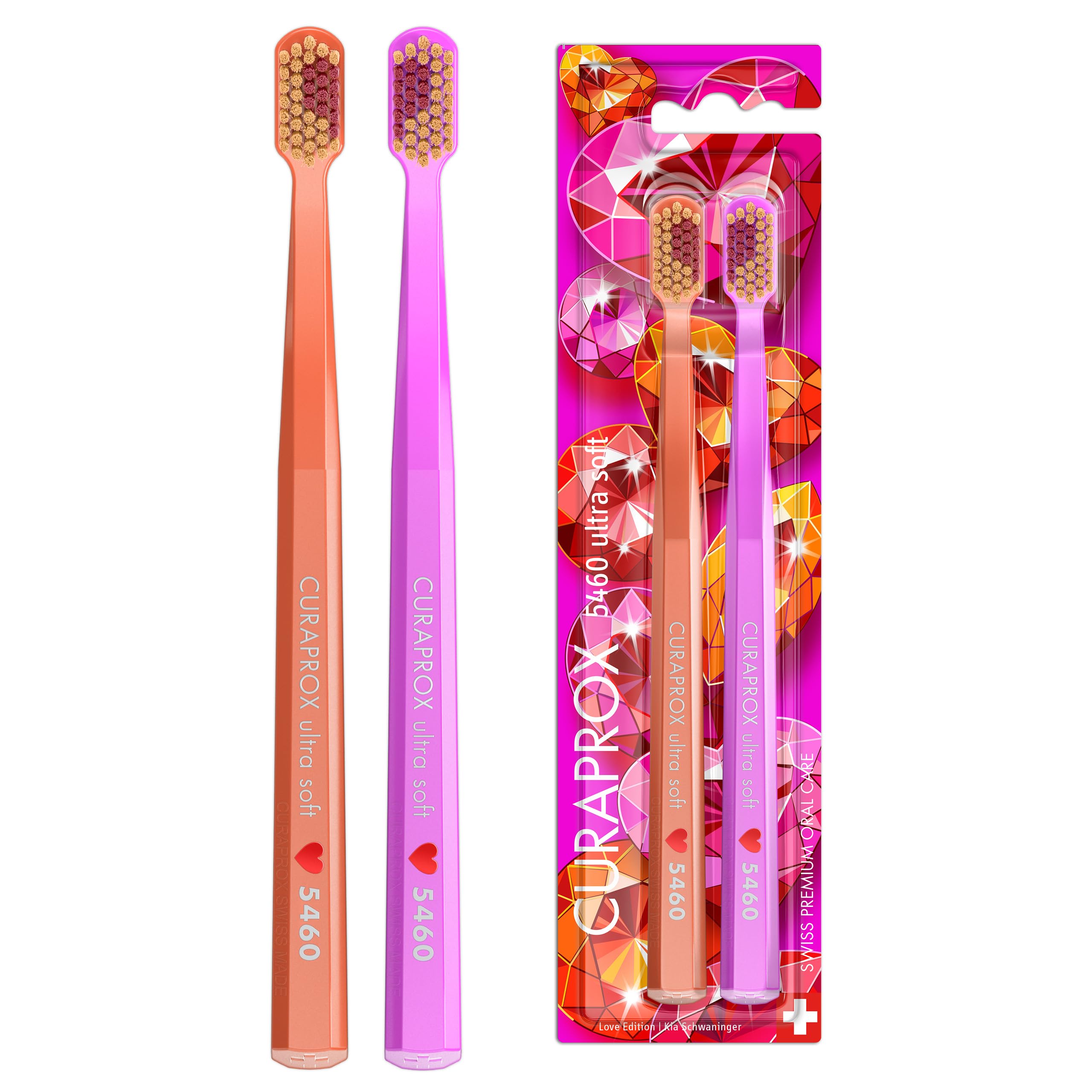 Curaprox Zahnbürstenpackung Zahnbürsten 2 Stück CS 5460 Ultra Soft Love Edition