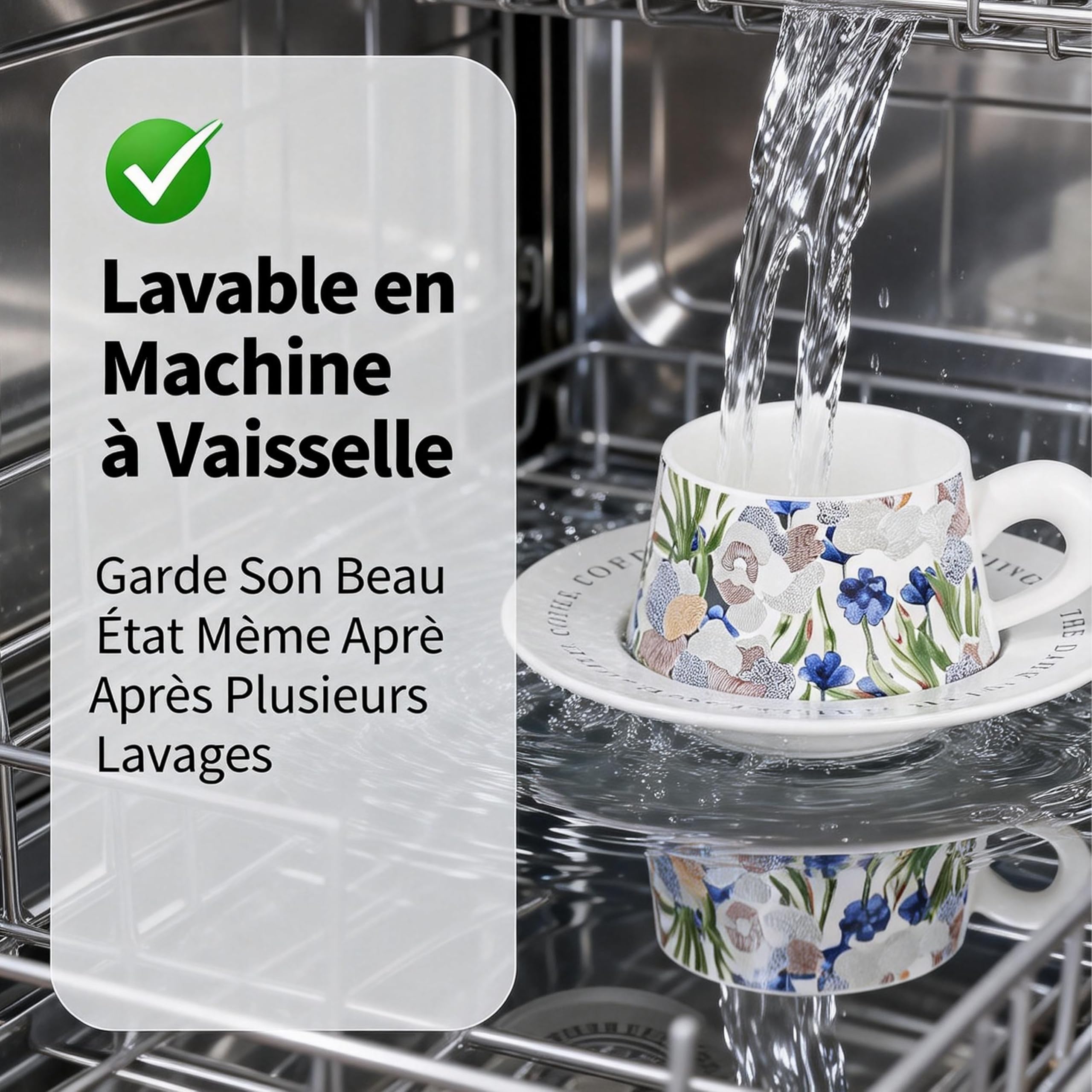 TERRATERRA Tasse à Café en Ceramique 270ml - Lot de 2 - Avec Soucoupe - Coffret Cadeau - Tasse à Thé - Tasse à Latte - Cadeau de Nouvel An