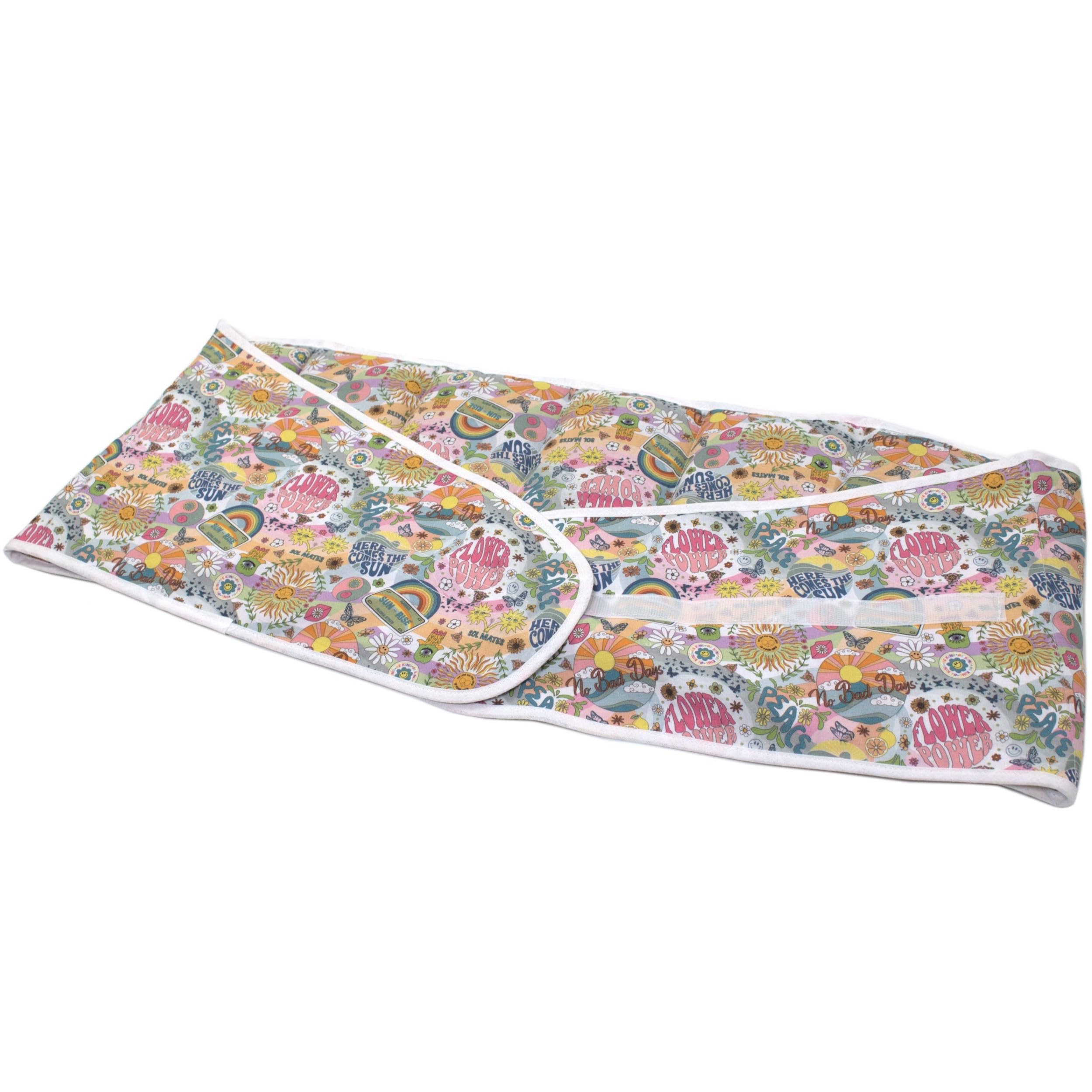 Cuscino termico cintura, semi di grano e segale bio (Lunghezza totale: 135cm, Flower Power, Cotone Bio) Grande cuscino riscaldabile, caldo e freddo - microonde, forno e frigorifero
