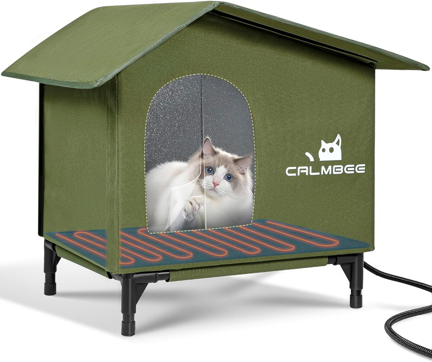 Calmbee Heated Cat House for Outside, Indestructible