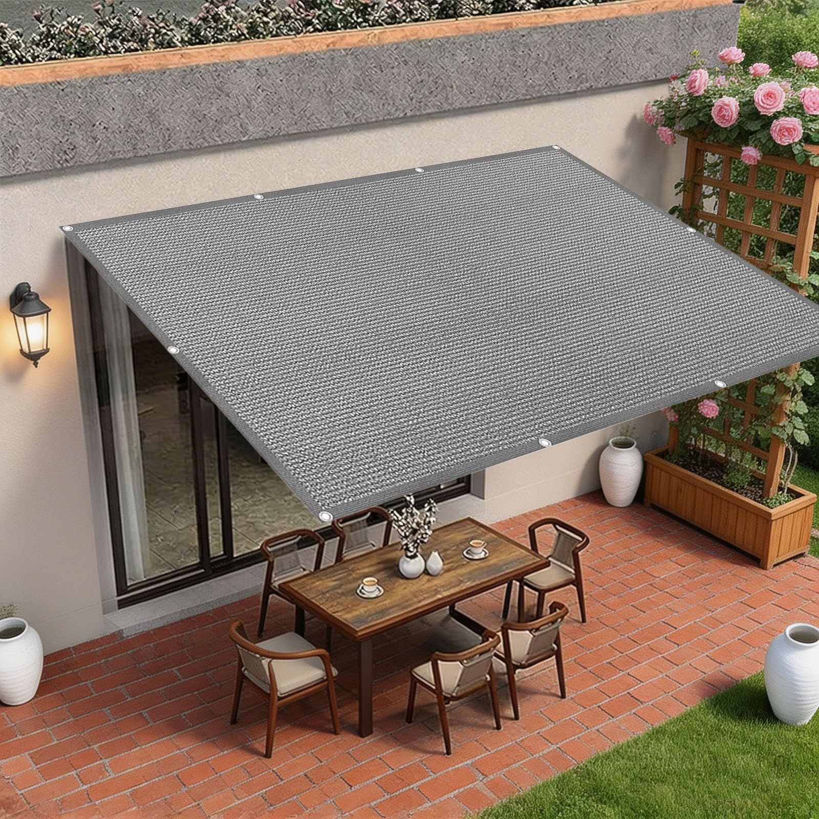 Filet d'ombrage rectangulaire 530x590 cm anti uv et vent pour ombrager un grand jardin