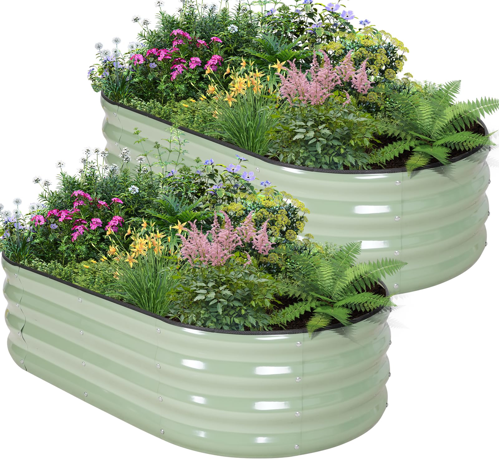 BIRDSINYARD Galvanized Raised Garden Bed 2-Pack