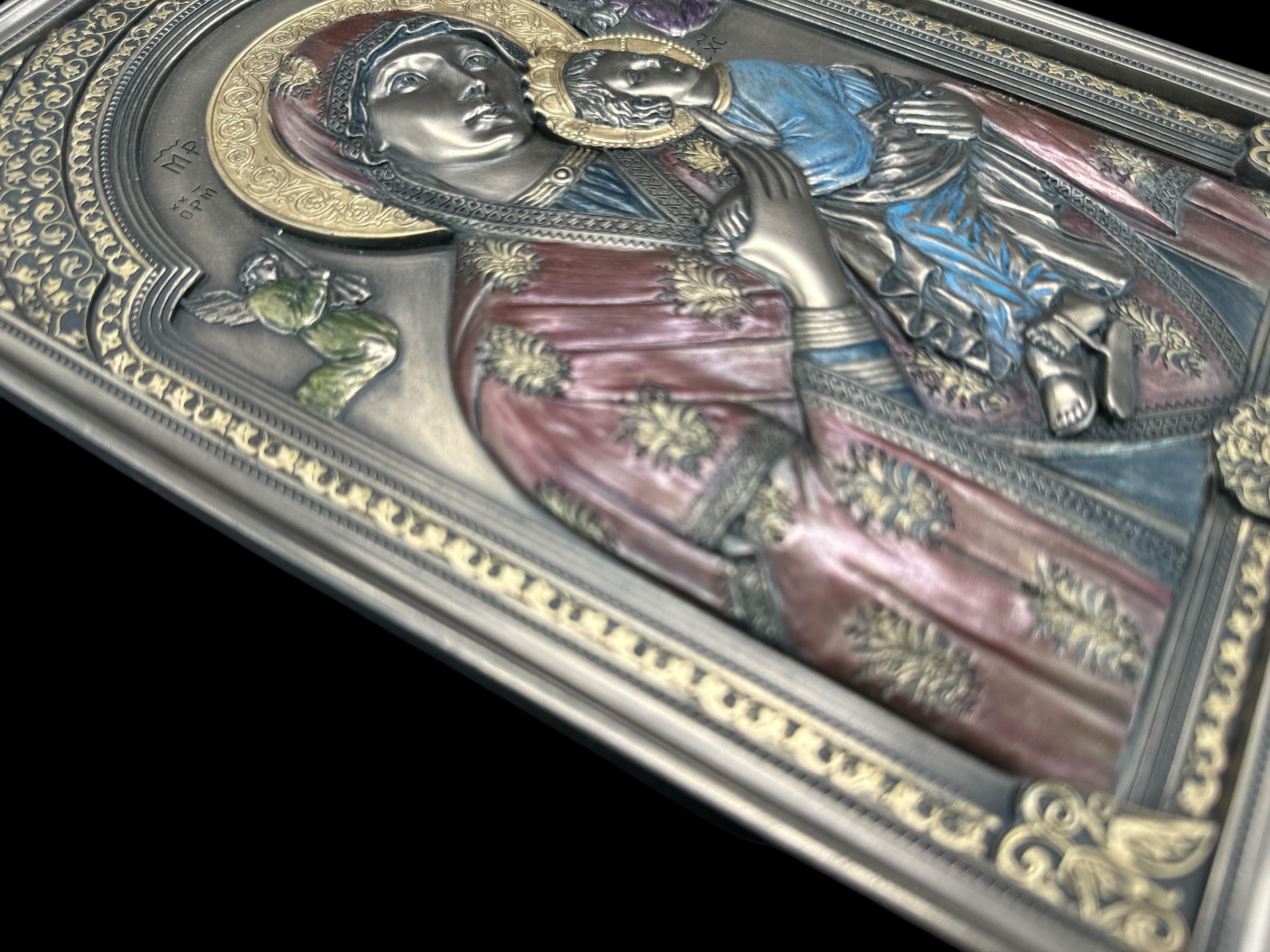 57 SPECIAL REPLICAS Rzeźba dekoracyjna figura BILDIKONE Matka Boża Maria z Jezusem, figurka jako prezent do salonu, dekoracja